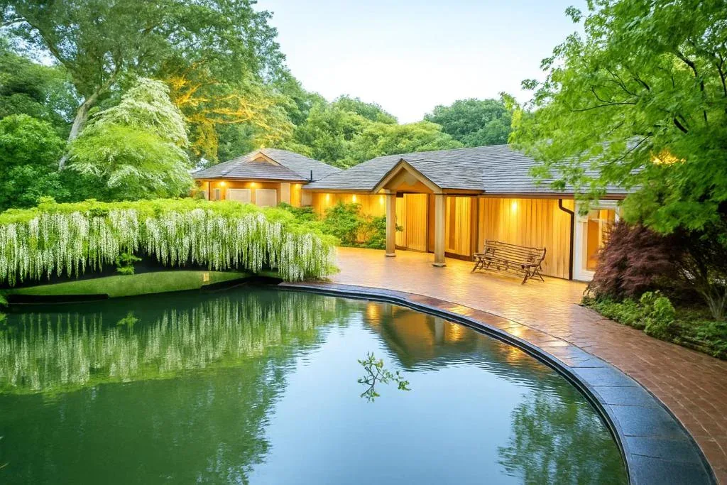 Luxury garden lodge accommodation at Pinetum Gardens St Austell Cornwall near Eden Project